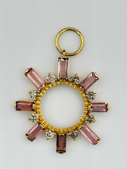 Round 14k Solid Gold Diamond Pendants