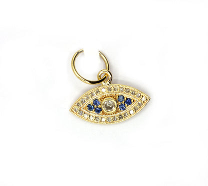 Evil Eye 14k Solid Gold Diamond Pendants.