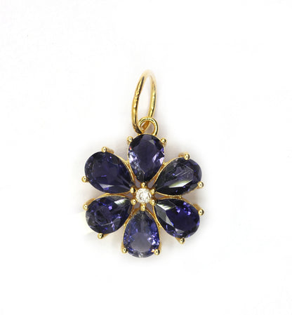 Flower 14k Solid Gold Diamond Pendants.