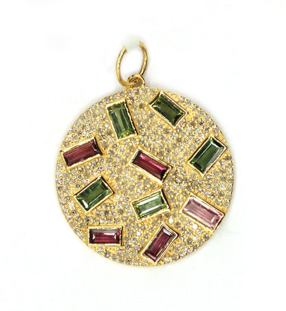 Round 14k Solid Gold Diamond Pendants