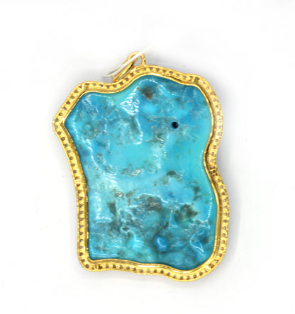 Turquoise 14k Solid Gold Diamond Pendants