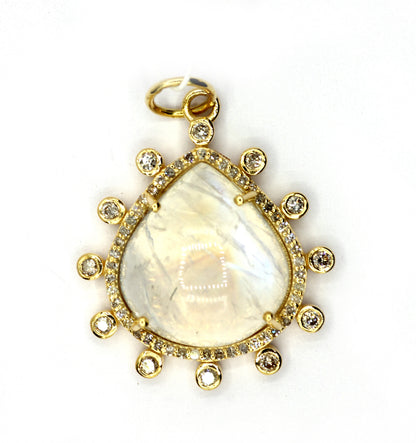 Pear 14k Solid Gold Diamond Pendants
