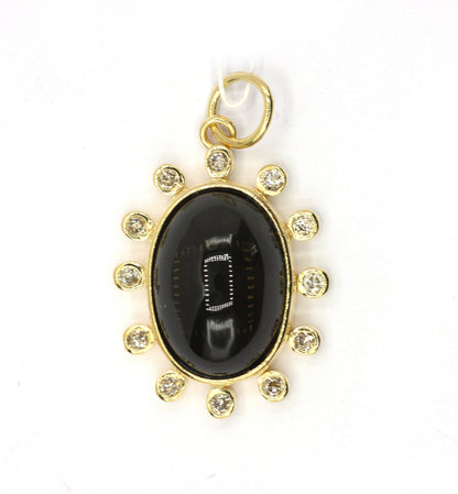 Oval 14k Solid Gold Diamond Pendants