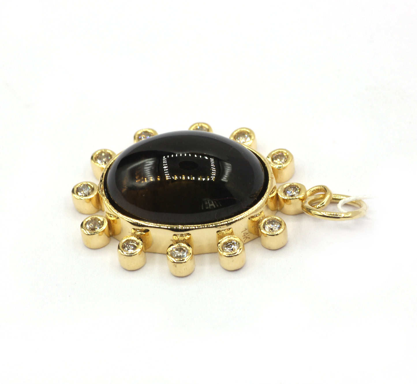 Oval 14k Solid Gold Diamond Pendants