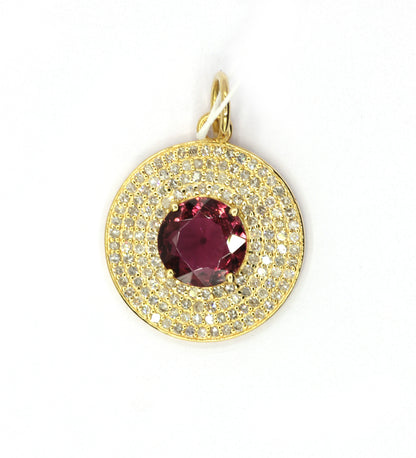 Round 14k Solid Gold Diamond Pendants