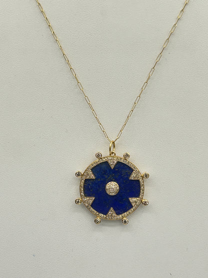 Round 14k Solid Gold  Diamond Pendants