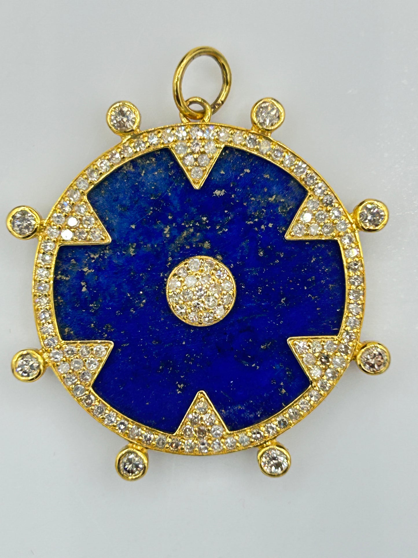 Round 14k Solid Gold  Diamond Pendants