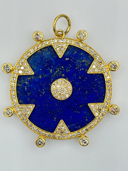 Round 14k Solid Gold  Diamond Pendants