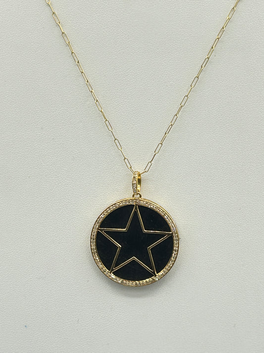 Round 14k Solid Gold  Diamond Pendants