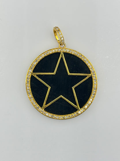 Round 14k Solid Gold  Diamond Pendants