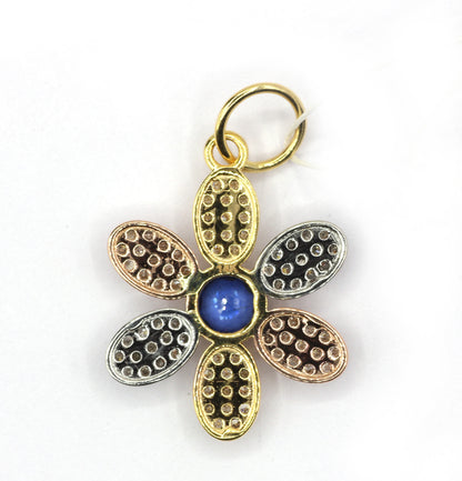 Flower 14k Solid Gold Diamond Pendants