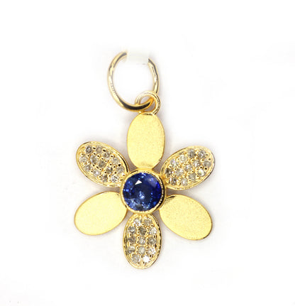 Flower 14k Solid Gold Diamond Pendants