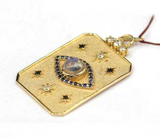 Dog Tag 14k Solid Gold Diamond Pendant