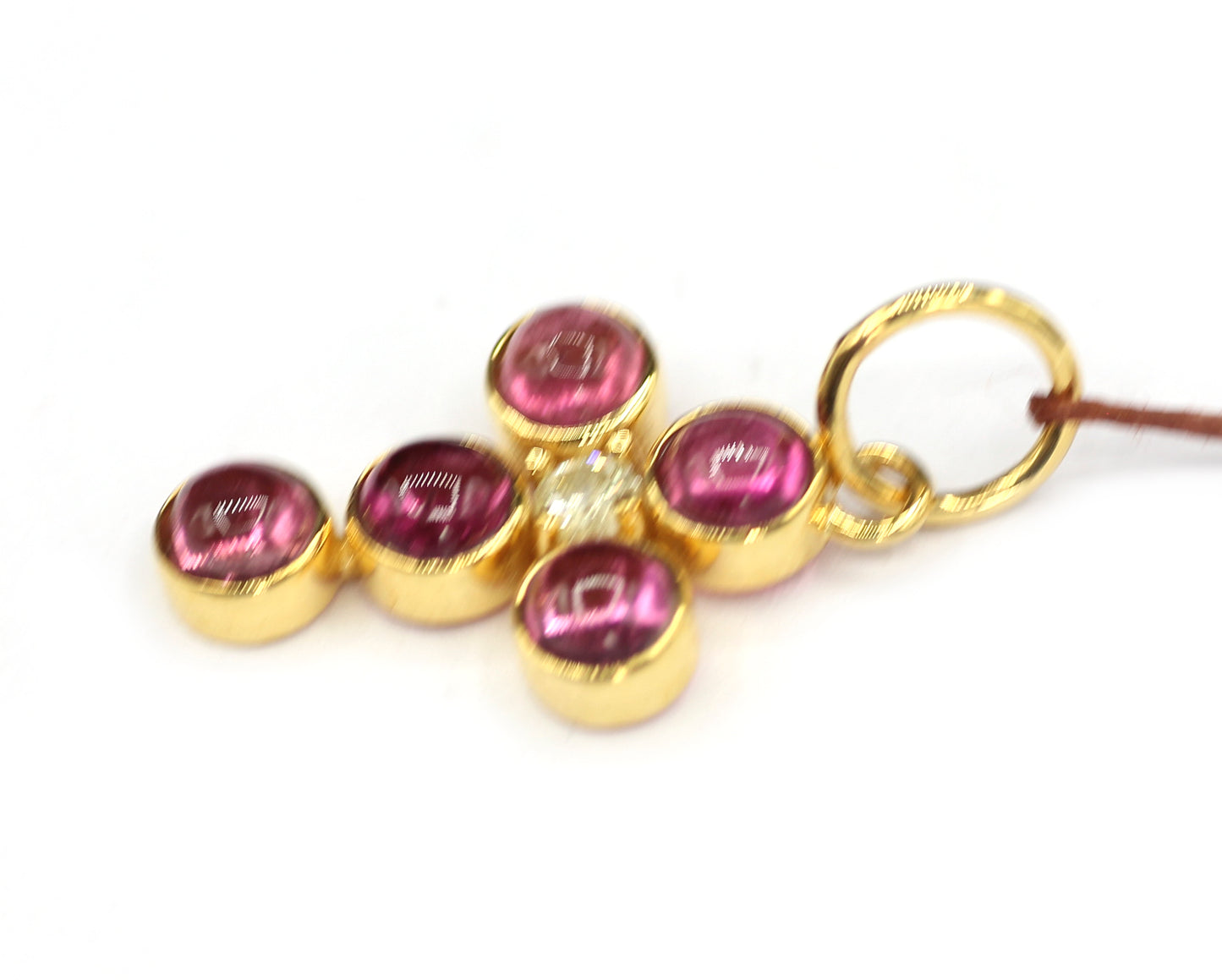 Cross 14k Solid Gold Moon Stone Pendant