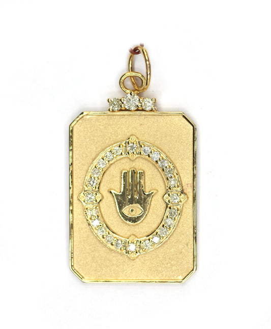 Dog Tag 14k Solid Gold Diamond Pendant