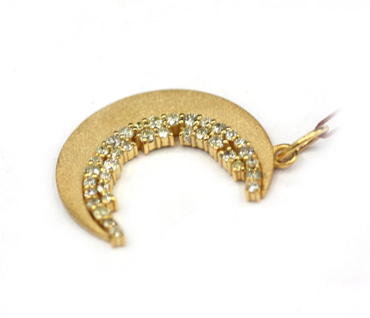Moon 14k Solid Gold Diamond Pendant