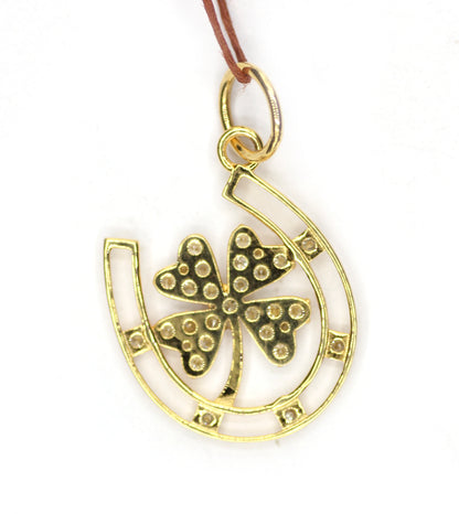 Horseshoe 14k Solid Gold Diamond Pendant