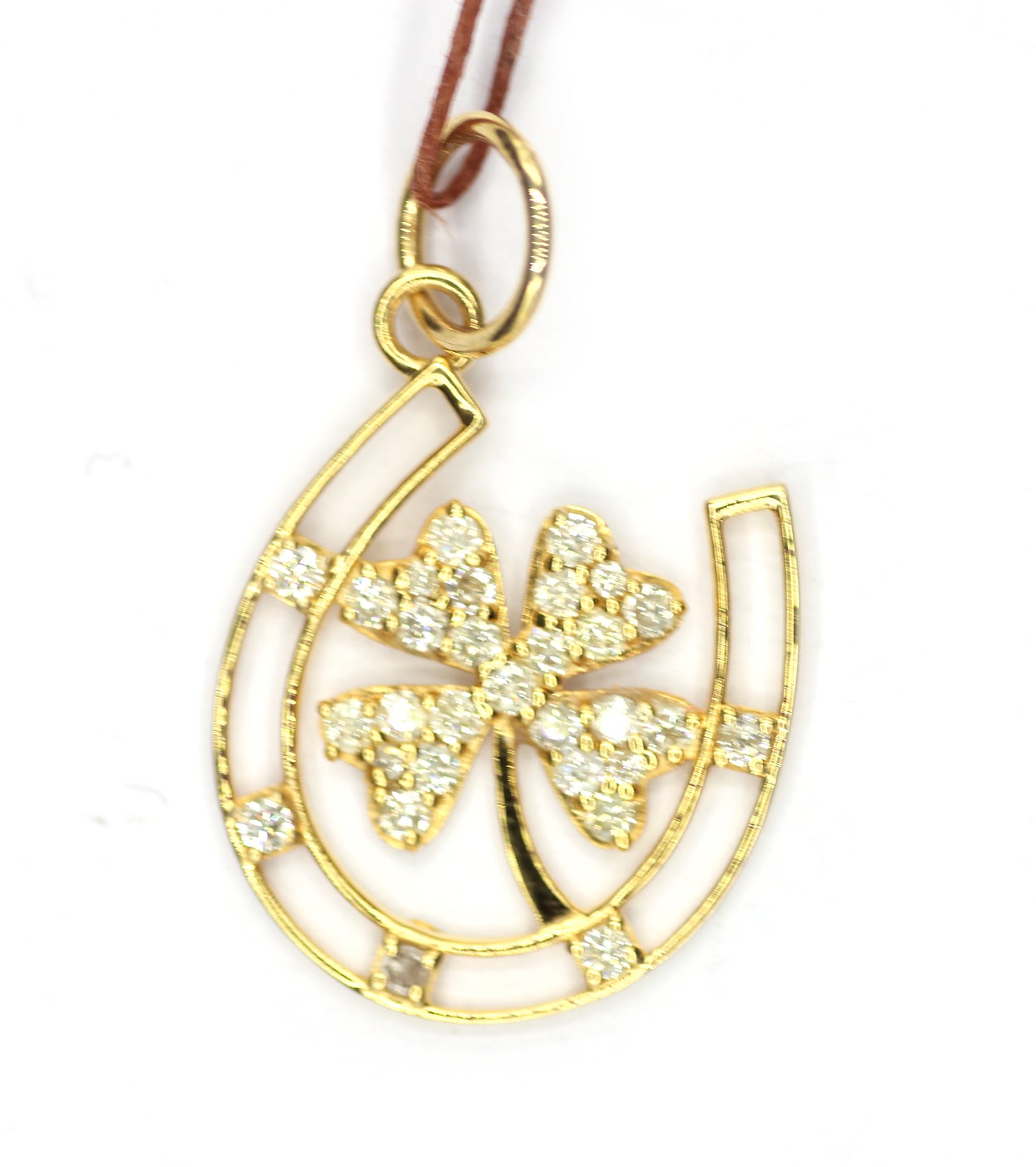 Horseshoe 14k Solid Gold Diamond Pendant