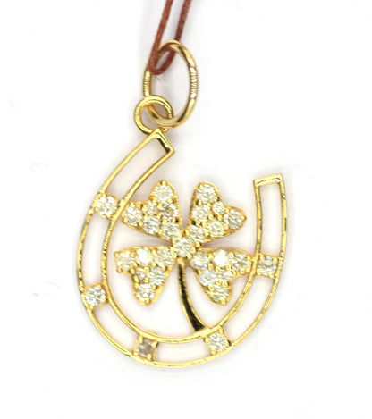Horseshoe 14k Solid Gold Diamond Pendant