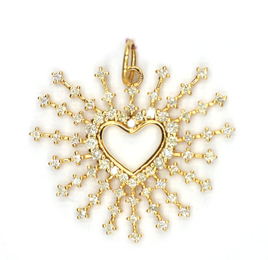 Heart Shape 14k Solid Gold Diamond Pendant