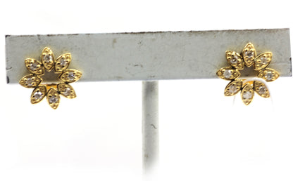 Flower 14k Gold Diamond Stud Earring
