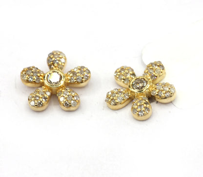 Flower 14k Gold Diamond  Stud Earring