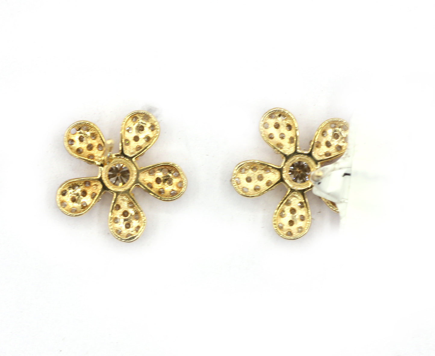 Flower 14k Gold Diamond  Stud Earring