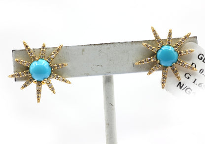 Star 14k Gold Diamond  Stud Earring