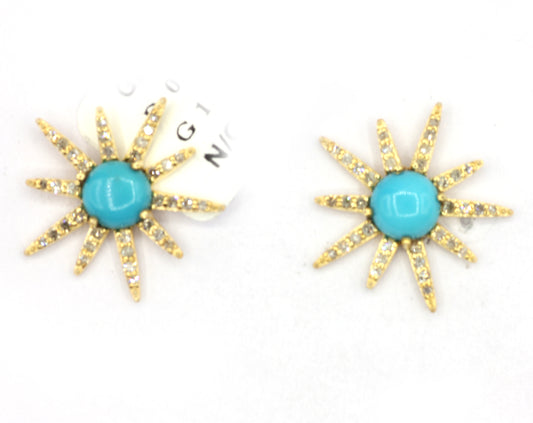 Star 14k Gold Diamond  Stud Earring