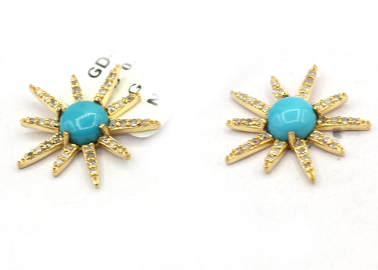 Star 14k Gold Diamond  Stud Earring