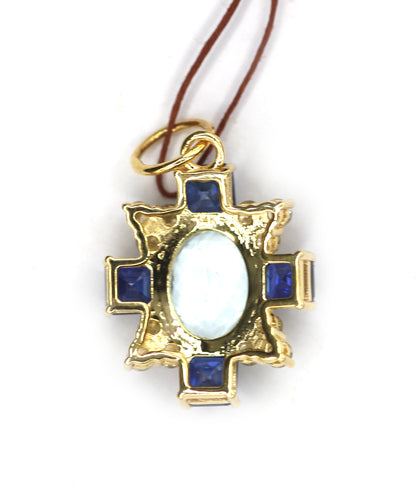 Aquamarine 14k Solid Gold Diamond Pendant