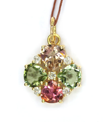 Tourmaline 14k Solid Gold Diamond Pendant