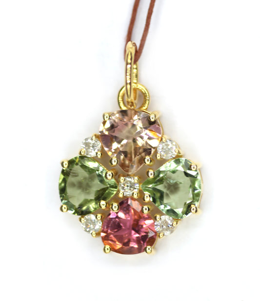 Tourmaline 14k Solid Gold Diamond Pendant