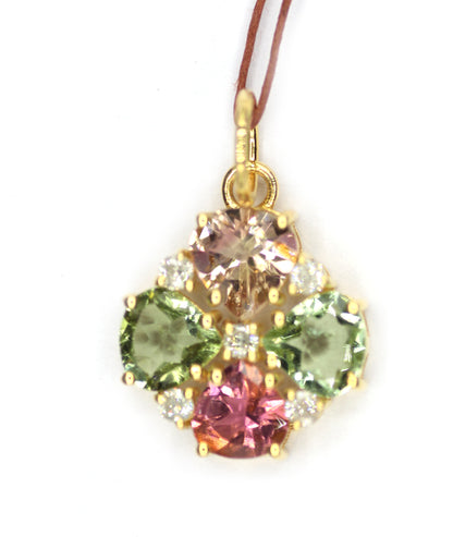 Tourmaline 14k Solid Gold Diamond Pendant