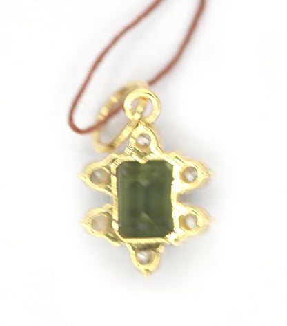 Tourmaline 14k Solid Gold Diamond Pendant