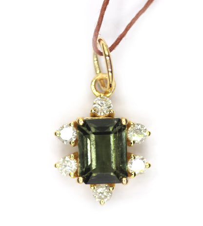 Tourmaline 14k Solid Gold Diamond Pendant