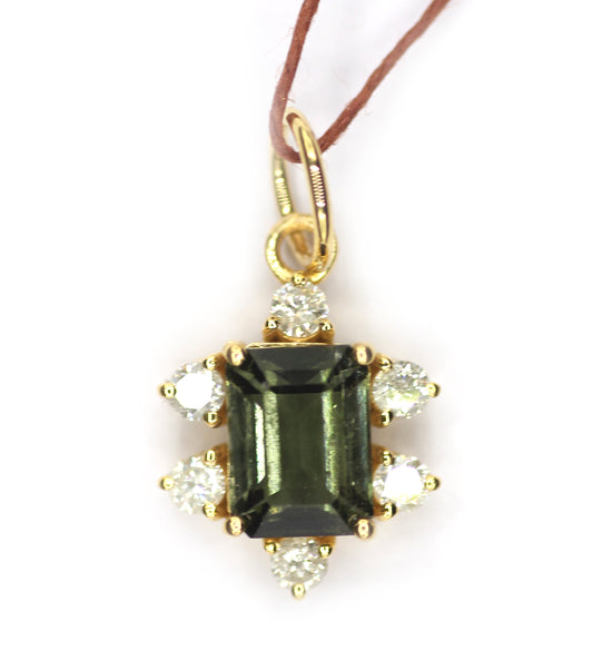 Tourmaline 14k Solid Gold Diamond Pendant