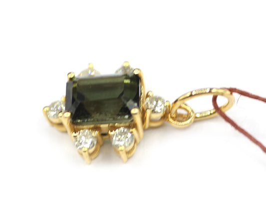 Tourmaline 14k Solid Gold Diamond Pendant