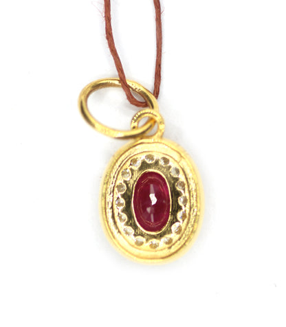 Ruby 14k Solid Gold Diamond Pendant