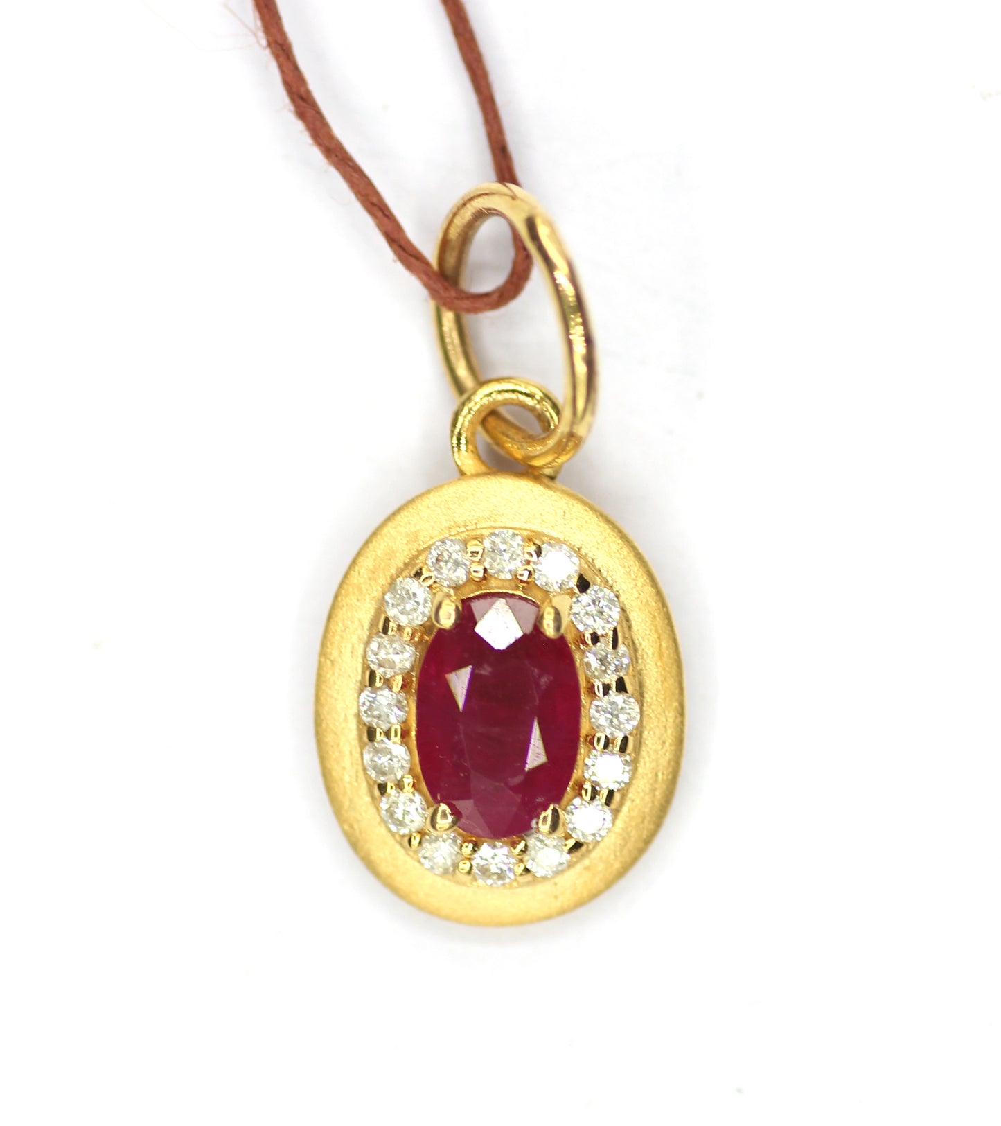 Ruby 14k Solid Gold Diamond Pendant