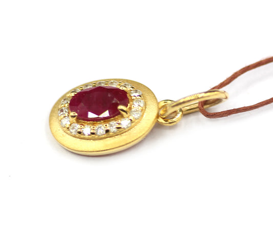 Ruby 14k Solid Gold Diamond Pendant