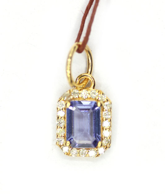 Tanzanite 14k Solid Gold Diamond Pendant