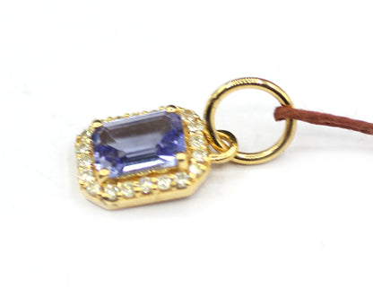 Tanzanite 14k Solid Gold Diamond Pendant