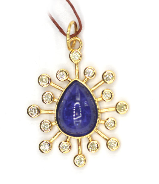 Tanzanite 14k Solid Gold Diamond Pendant