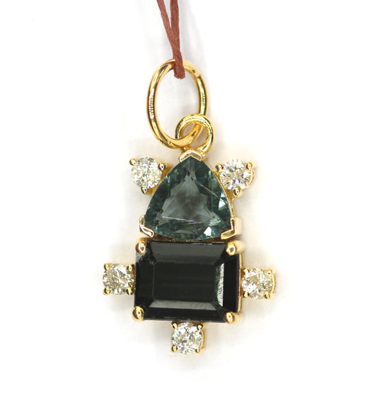 Tourmaline 14k Solid Gold Diamond Pendant