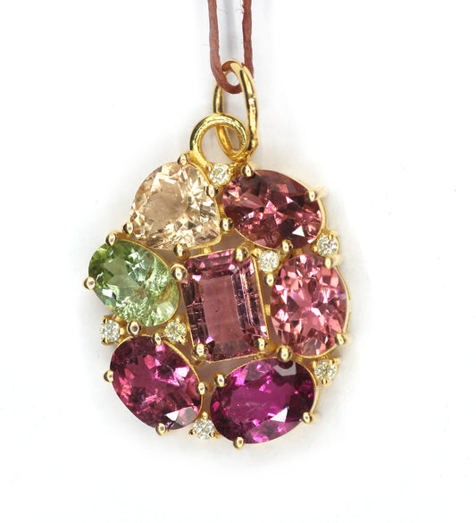 Tourmaline 14k Solid Gold Diamond Pendant