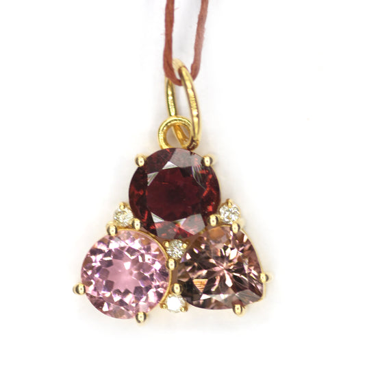 Tourmaline 14k Solid Gold Diamond Pendant
