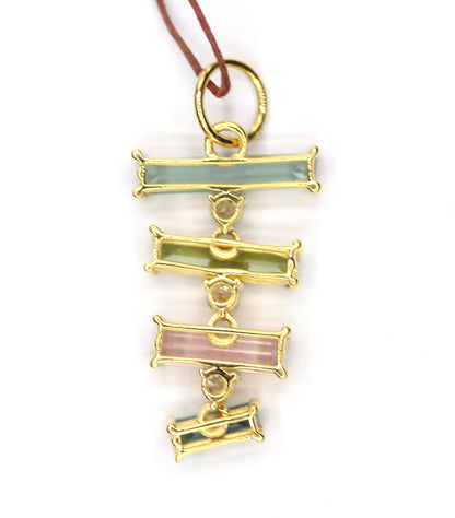 Tourmaline 14k Solid Gold Diamond Pendant