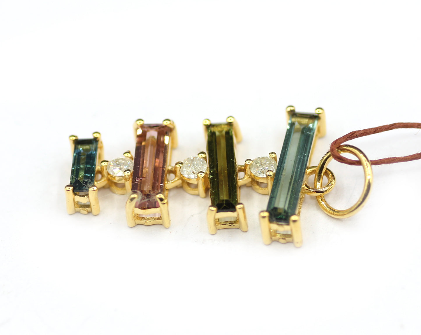 Tourmaline 14k Solid Gold Diamond Pendant