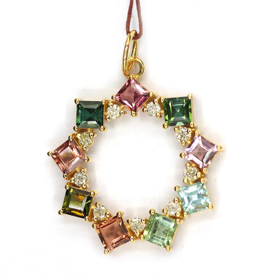 Tourmaline 14k Solid Gold Diamond Pendant